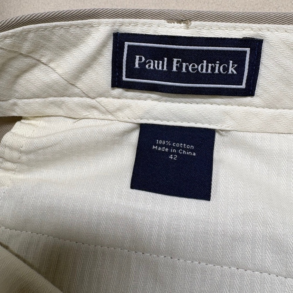 NOS Paul Fredrick Mens 42x30 Cotton Chinos Pants Lot of 2 Black‎ Khaki PMK210N - Picture 4 of 8